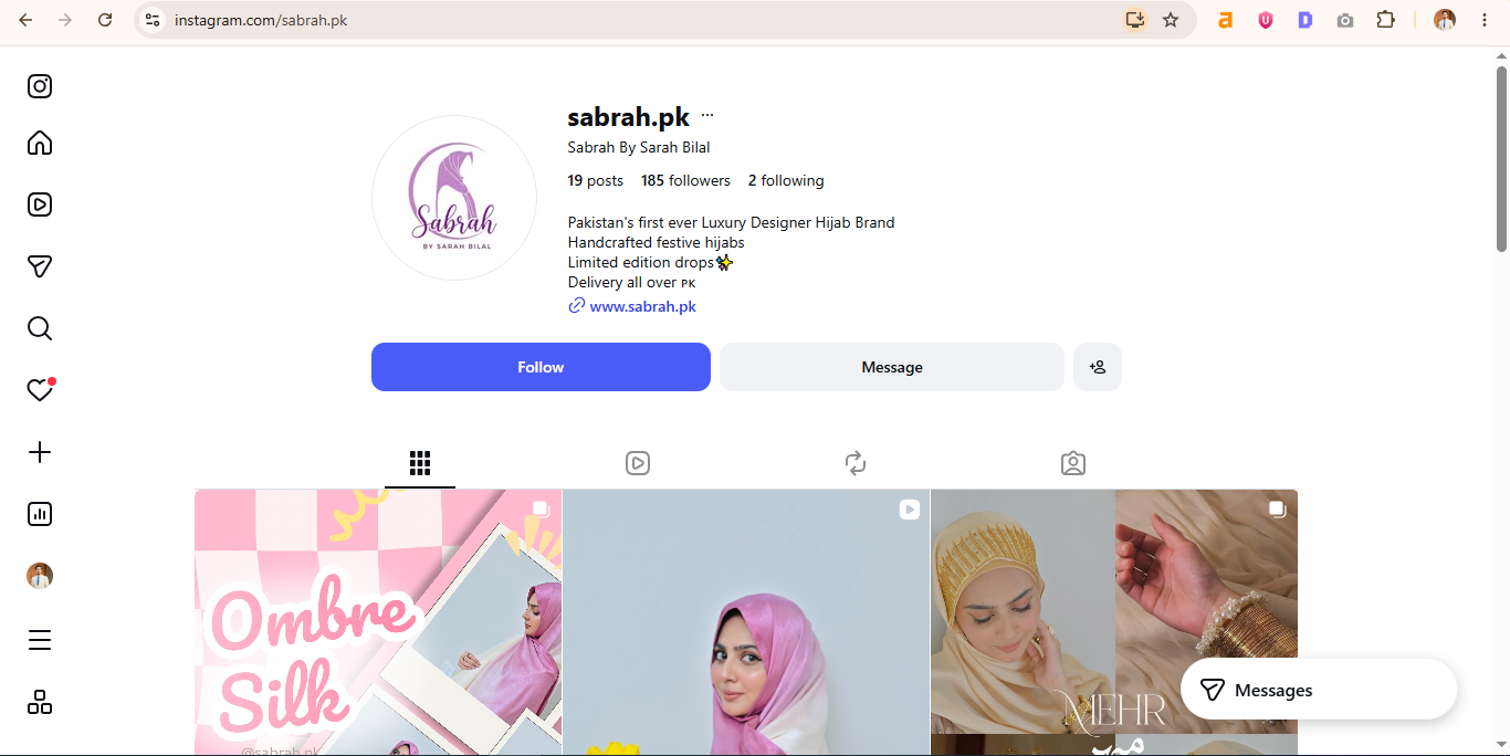 Sabrah.pk Instagram Profile